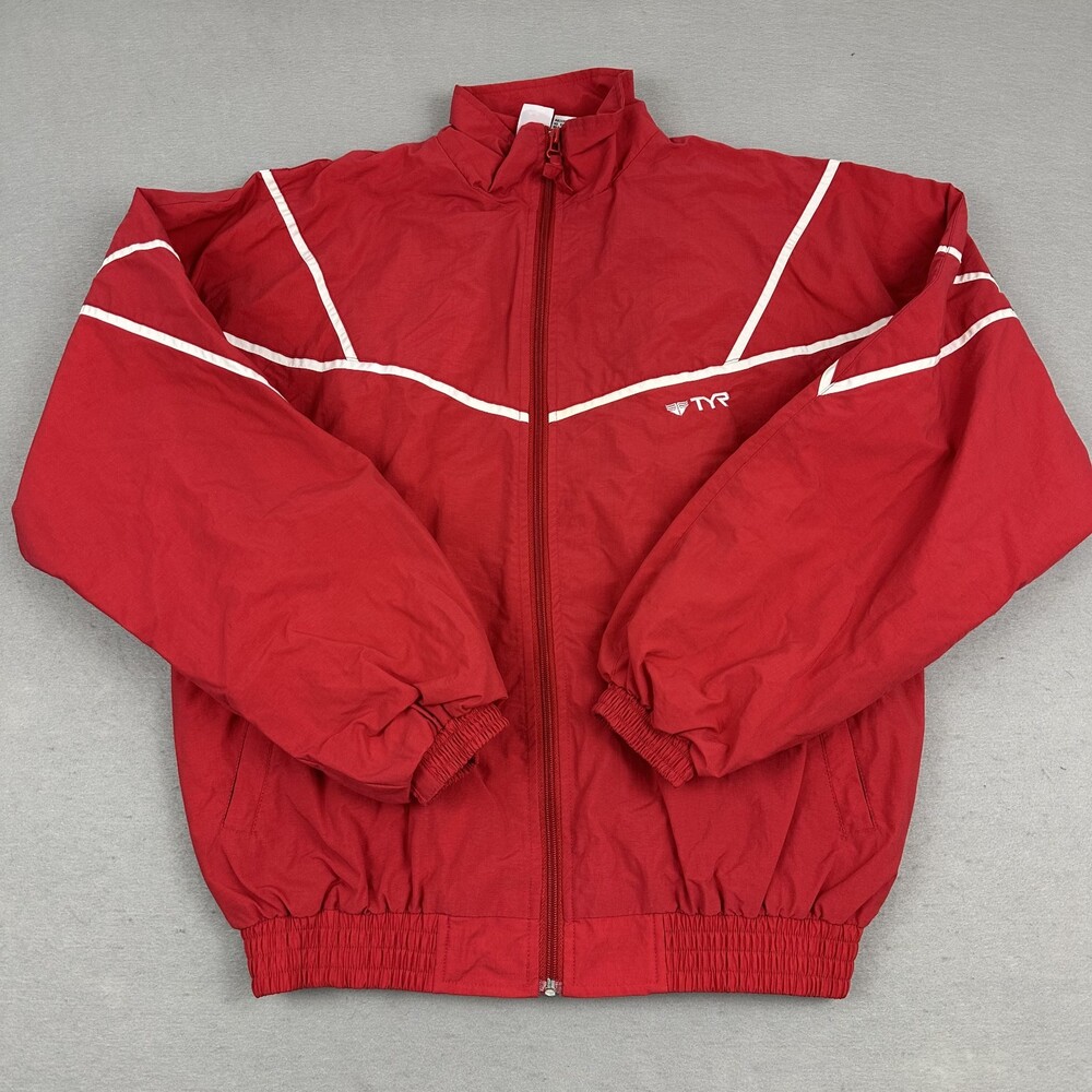 Vintage NC State Wolfpack Jacket Men Small Red TYR Full Zip Swimming Windbreaker